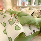 SHOPMOCHO Kawaii Bedding Set for Kids Ins Twin Queen Size Duvet Cover Flat Sheet Pillowcase No Filler Girls Boys Home Totel Bed Linens