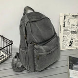 Shopmocho New Gray Denim Backpack Women's Leisure Travel Outing Shoulder Bag Female Fashion Schoolbags Suitable For Boys And Girls Mochila