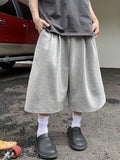 SHOPMOCHO Men's Loose Street Style 7/8 Length Shorts Summer Casual Sports Elastic Waistband Pleated Hem Strong Draped Look
