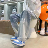 Shopmocho Harajuku Smile Print Baggy Pants Men Streetwear Wide Leg Oversize Jeans Vintage Y2k Straight Long Trousers Male 2025 Fashion