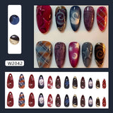 SHOPMOCHO 24pcs Y2k Almond Fashion Fake Nails Moon Star Style Swan Pattern Sweet Cool Press On Nails Full Cover Detachable False Nail