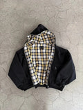 Shopmocho Blue Double-Sided Simple Style Wearable Gray Sweatshirt Plaid Inside Gothic Jacket Men And Women Streetwear