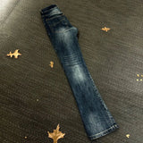 SHOPMOCHO Men's Retro Blue Micro Flared Jeans Street Style Cool Boy Vibe Casual Pants Spring Bottom Male High Waist Denim Y2k Trousers