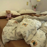 SHOPMOCHO Boys Girls Duvet Cover Set with Zipper Ins Cute Cartoon Bed Flat Sheet Pillowcases No Filler Twin Queen Size Fashion Bedding Set