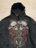 SHOPMOCHO Mens Black Zip Hoodie Skull Print Dark Style Cotton Streetwear Jacket Casual Long Sleeve Pullover Hooded Sweatshirt Graphic