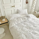 Shopmocho High Quality Three-dimensional Twist Flowers Bedding Set Queen Pinch Pleated Crafts Duvet Cover Set Double Blanket Cover Sets