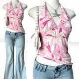 Shopmocho Y2k Tank Top Flower Harajuku Graphic Print Rock Goth Unique Crop top Streetwear Punk Vintage Sleeveless Top Casual Hip Hop Vest