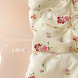 SHOPMOCHO Ins Girls Strawberry Bedding Sets 2025 New Queen Size Bed Sheet Set Duvet Cover Set With Pillowcase No Filling