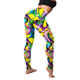 Shopmocho 2Pack Stretchy Women's Colorful Printing Leggings Elastic Tight Cropped Pants