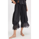 Shopmocho Combhasaki Women's Y2K Loose Fit Bloomers Cropped Pants Drawstring High Waist Floral Lace Patchwork Calf-Length Lantern Trousers