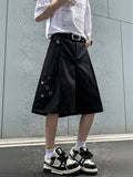 SHOPMOCHO Streetwear Wide leg Shorts Men Black Dress Pants Casual Man Oversized Lightweight Breathable Hip Hop Blazer Shorts Summer