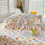 SHOPMOCHO A pair of cotton printed pillowcases with ruffled edges, garden body pillowcases, bed pillowcases