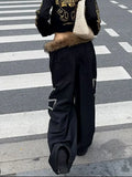 SHOPMOCHO American Style Fashion Frayed-Edge Cross Casual Pants Trendy Hip-Hop High-Street Sweatpants Millennial Retro Y2K Pants