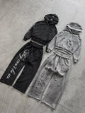 SHOPMOCHO Y2K Harajuku Punk Gothic Loose Hooded Sweatshirt American Embroidered Patch Casual Double Hooded High Street Retro Sports Sui