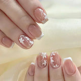 Shopmocho 24pcs Detachable Short Press on Nails Y2k rhinestone False Nails with Glue Ballet Sweet Cool Girls Artificial False Nails Tips