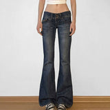 Shopmocho 2000s Clothes Y2k Low Rise Boot Cut Jeans Woman Casual Black Striped Denim Trousers Streetwear Flare Pants P77-DD25