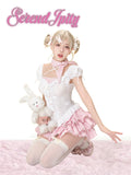 Shopmocho Japanese Kawaii Lolita Elegant 2 Piece Sets Women Pink Y2k Bow Design Mini Skirt Suit Female Princess Sweet Chic Outfits Summer