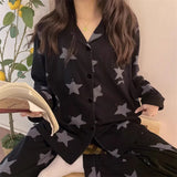 SHOPMOCHO Spring and Autumn New Ladies Korean Pajamas Homewear Set Girls Students Long-Sleeved Pajamas Senior Sense of Homewear Set