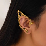Shopmocho Cute Alloy Elf Ear Clip Korean Style Ear Cuff Rose Flower Hollow Ear Clips Ear Hook Jewelry Accessories Halloween