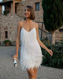 Shopmocho 2025 Summer New Fashionable Framed Sequins Feather Patchwork Dress Colorful Amazon Direct Sales Women's Sleeveless Dress