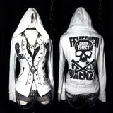 SHOPMOCHO Retro Dark Style Zipper Hoodie Y2K Clothes Mens Womens Hip Hop Skull Patch Embroidery White Oversized Sweatshirt Casual Jacket