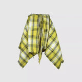 Shopmocho Fashion Tassel Hip Hop Irregular Men and Women Fake Shirt Hem Spring Autumn False Shirt Skirt Half-body Plaid Skirts Womens Saia