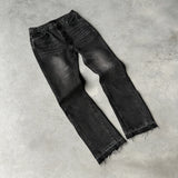 SHOPMOCHO Y2K American Retro Trend Harajuku Men And Women Slim Jeans Fashion Hip-Hop Geometric Embroidery Gothic Casual Micro-Flared Jeans