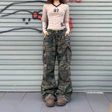 SHOPMOCHO Vintage Women's Jeans Loose-Fit Slimming Casual Wide-Leg Trousers American Style Streetwear Denim Cargo Pants