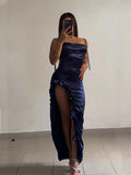 SHOPMOCHO-2025 Europe and America Sleeveless Backless Bodycon Dress Women Summer High Fork Party Club Evening Dresses Streetwear Sundress