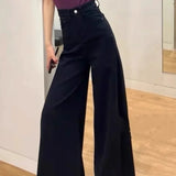 SHOPMOCHO-High Waist Wide Leg Denim Jeans Women's Washed Versatile Loose Slimming Draping Long Pants Spring Autumn New Korean Style