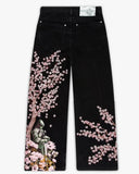 SHOPMOCHO Hip Hop Cherry Blossom Embroidery Baggy Jeans Harajuku Women Wide Leg High Waisted Denim Pants Y2k Trend Jeans Women Clothing