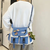 Shopmocho Japanese Simple Messenger Bag Student Nylon Waterproof Canvas Handbag Shoulder Crossbody Bags for Women Men Satchels Bolsas