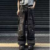 SHOPMOCHO Washed Vintage American Street Style Men's Jeans Spring Autumn Loose Straight Leg High Street Vibe Long Trousers