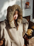 Shopmocho American Vintage Long Sleeve Hoodie Women Harajuku Casual Striped Sweatshirt Zipper Streetwear Faux Fur Sweet 2025 Autumn
