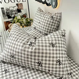 Shopmocho Plaid Bow Knot Pillowcase Korean Y2k Fashions Women Blackpink Dakimakura Sleeping Pillows Cover Bedroom Decoration Girl Gifts