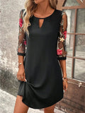 Shopmocho Luxury Dress Women's Perspective Mid Sleeve Printed Round Neck Mini Skirt Summer Party Dress