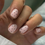 SHOPMOCHO Fashion Dark Brown White Polka Dot Wearable Nail Art Fall Winter Chic Fake Nails Detachable Finished False Nails Press on Nails