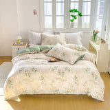 Shopmocho 3pcs Elegant Floral Tea Art Print Duvet Cover Set， Soft Skin-Friendly Bedding Set Includes 1 Duvet Cover And 2 Pillowcases