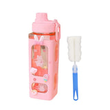 Shopmocho 700ml/900ml Kawaii Shaker Water Bottle With Straw Sticker Cute BPA Free Plastic Tea Milk Portable Gourde Drink Bottle For Girl