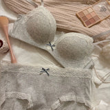 Shopmocho Teenage Sexy Lace Floral Bra Set Comfortable Non-steel Ring Beauty Back Small Breasts Gathered up Support Anti-Sagging Bra Set
