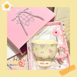 Shopmocho High Value Ceramic Flower Coffee Mugs Dishwasher Safe Creative Water Cups Birthday Gifts for Girls Household