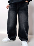 SHOPMOCHO Boy's jeans, boy's all-season loose trendy jeans, street casual hip-hop pants, festival-style pants.Full elastic waistband