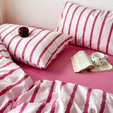 SHOPMOCHO Pink Striped Duvet Cover Single/Full/Queen Size housse de couette Comfortable Quilt Cover for Adults fundas nordicas cama 150