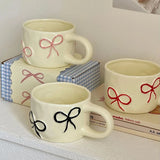 Shopmocho Bow mug girls high value home breakfast cup office ceramic cup niche water cup couple cup