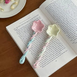 Shopmocho Ceramics Long Handled Spoon New Instagram Style Household Stirring Spoon Hand Painted Flower Shaped Coffee Spoon
