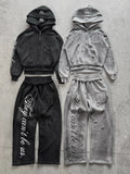 SHOPMOCHO Y2K Harajuku Punk Gothic Loose Hooded Sweatshirt American Embroidered Patch Casual Double Hooded High Street Retro Sports Sui