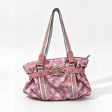 SHOPMOCHO Y2k Retro Pleated Printed Metal Badge Shoulder Bag Pink Large Capacity Open Tote Bag Fashionable Simple Commuting Crossbody Bag