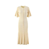 SHOPMOCHO-Summer Spring New French Elegant Fragrance High-end Slimming Knitted Mermaid Dress Hollow Slimming Fish Tail Knit Dress