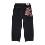 SHOPMOCHOY2k Trendy Baggy Jeans Harajuku Retro Blossom Embroidery Men Pants Gothic High Street Streetwear Unisex Straight Denim Trousers
