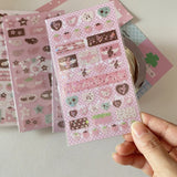 Shopmocho 4pcs/set Korean Ins Cute Musical Note Strawberry Sticker Girls Journal Handbook DIY Scrapbooking Kawaii Decoration Sticker Gift